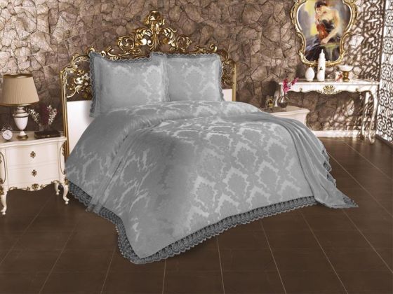 French Lace Lalezar Bedspread - Gray