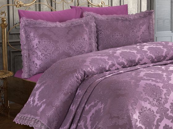 French Lace Lalezar Bed Cover Plum