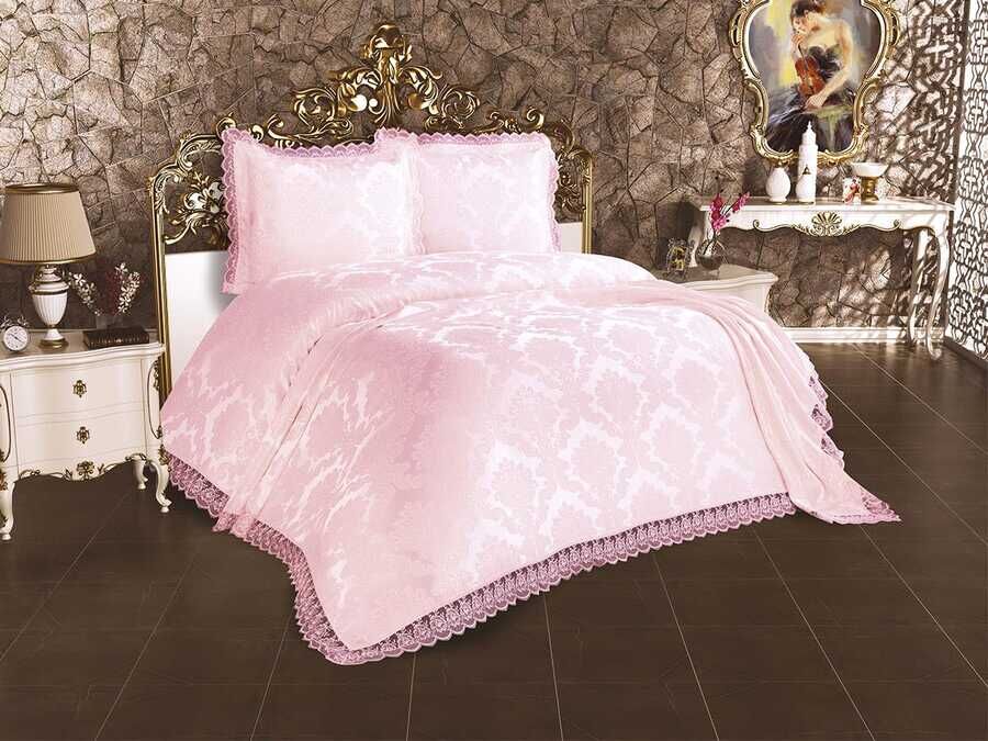 
French Lace Lalezar Bed Cover Powder