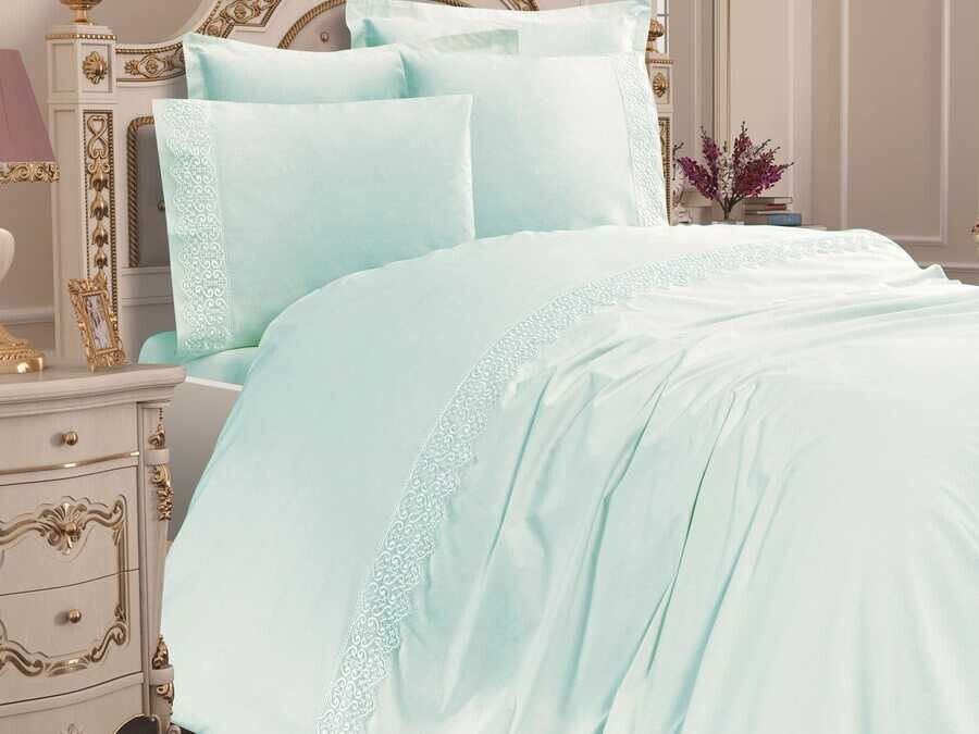 
French Lacy Serra Luxury Dowry Duvet Cover Set Spring Green - Thumbnail