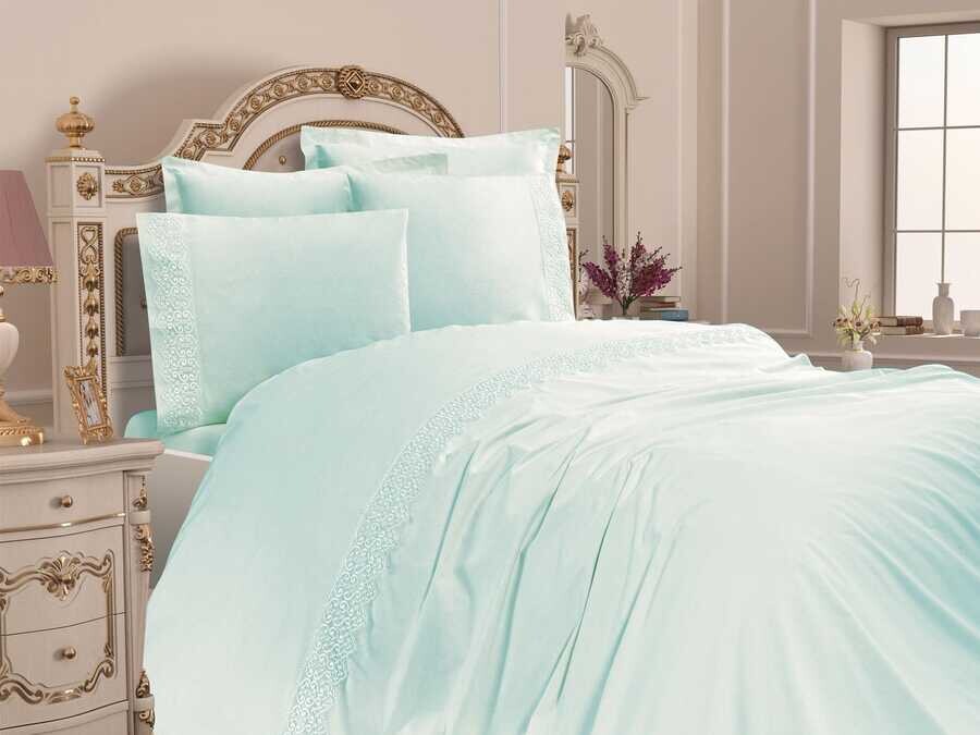
French Lacy Serra Luxury Dowry Duvet Cover Set Spring Green - Thumbnail