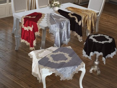 Dowry World - Ada Скатерть для зала с французским кружевом бархатная - 8 цветов Dowry World - Ada Скатерть для зала с французским кружевом бархатная - 8 цветов