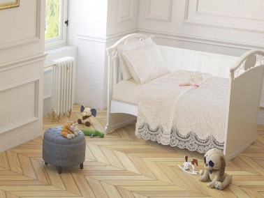 Çeyiz Diyarı - French Laced Baby Blanket Set Cream Çeyiz Diyarı - French Laced Baby Blanket Set Cream