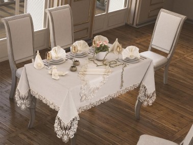 French Guipure Beste Table Cloth - Cream - Thumbnail