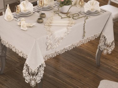 French Guipure Beste Table Cloth - Cream - Thumbnail