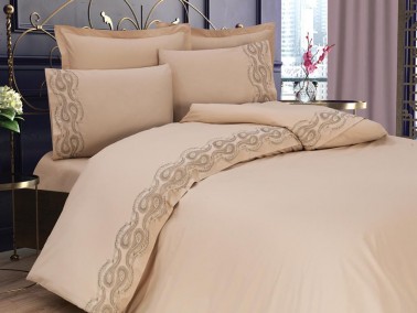 Dowry World - French Guipure Betül Double Duvet Cover Set Cappucino Dowry World - French Guipure Betül Double Duvet Cover Set Cappucino