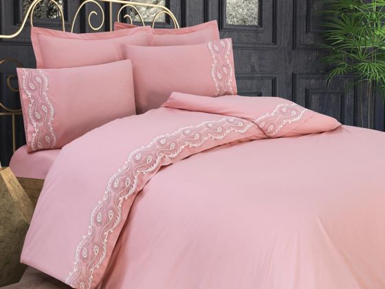 Betül Double Duvet Cover Set with French Guipure Powder