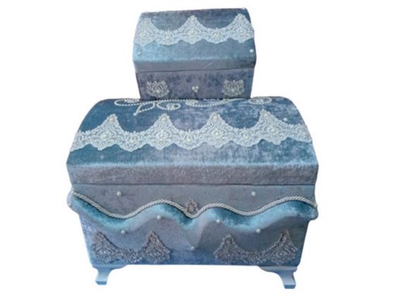 French Guipure Convex Elenora 2 Liter Dowry Chest Gray