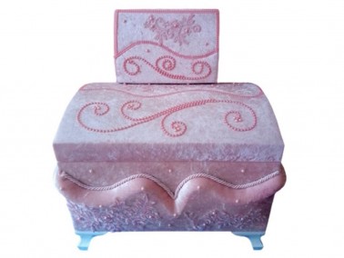 Dowry World - Fransız Güpürlü Bombeli Naz 2 Li Çeyiz Sandığı Pudra Dowry World - Fransız Güpürlü Bombeli Naz 2 Li Çeyiz Sandığı Pudra