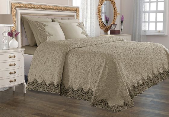  French Laced Dowry Blanket Set Arus Beige