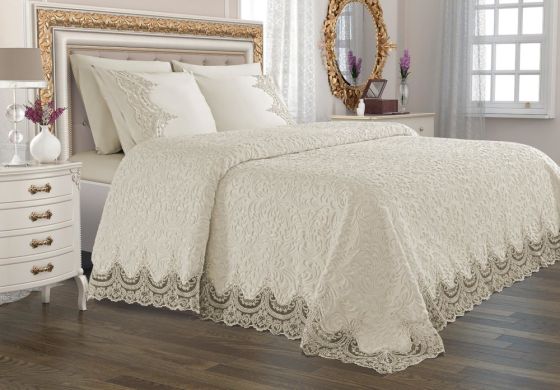  French Laced Dowry Blanket Set Arus Cream