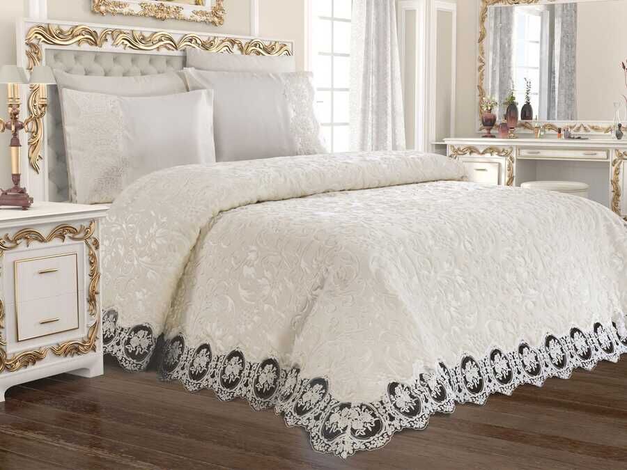  French Laced Dowry Blanket Set Karina Cream