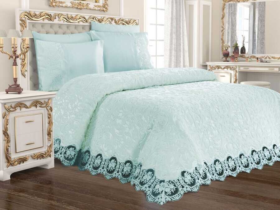 Dowry World - French Guipure Dowry World Blanket Set Karina Mint