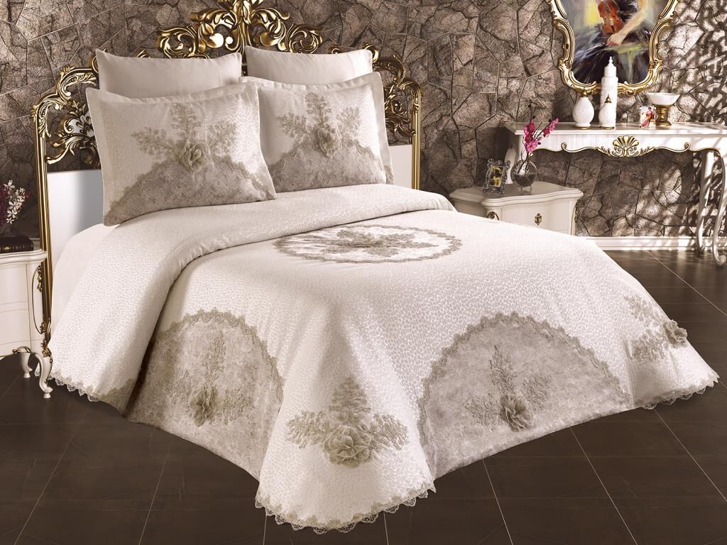 French Guipure Dowry Orchid Pique Set Cream