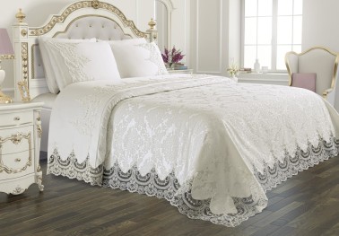 Çeyiz Diyarı - French Laced Dowry Pique Set Arus Cream Çeyiz Diyarı - French Laced Dowry Pique Set Arus Cream