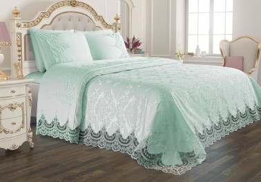 Çeyiz Diyarı - French Guipure Dowry Pique Set Arus - Spring Green Çeyiz Diyarı - French Guipure Dowry Pique Set Arus - Spring Green