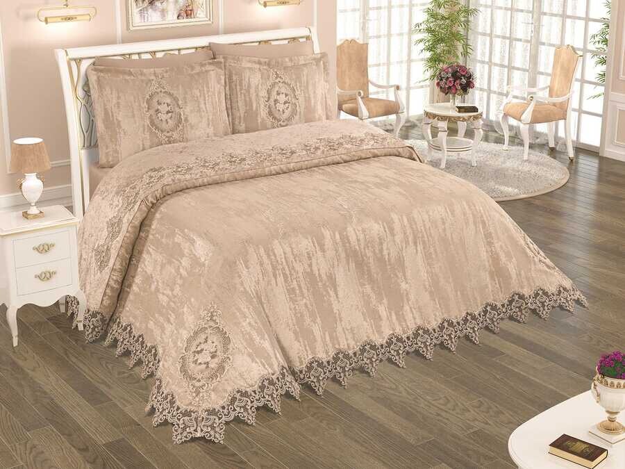 Dowry World - French Laced Dowry Pique Set Bulut Cappucino Dowry World - French Laced Dowry Pique Set Bulut Cappucino