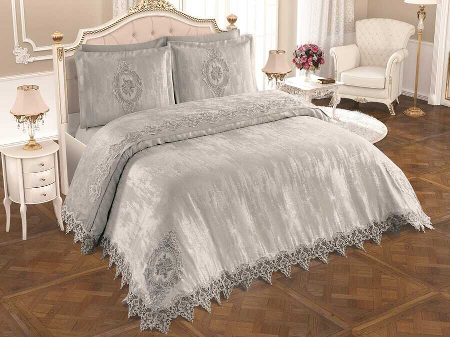 Dowry World - French Laced Dowry Pique Set Bulut Gray Dowry World - French Laced Dowry Pique Set Bulut Gray