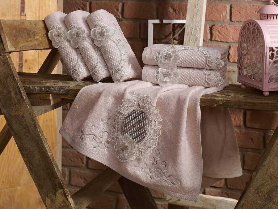 Dantela - French Laced Çiçeğim Dowry Bamboo Towel Cream