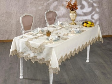 Çeyiz Diyarı - French Guipure Sycamore Table Cloth Set Ecru Copper 50 Pieces Çeyiz Diyarı - French Guipure Sycamore Table Cloth Set Ecru Copper 50 Pieces
