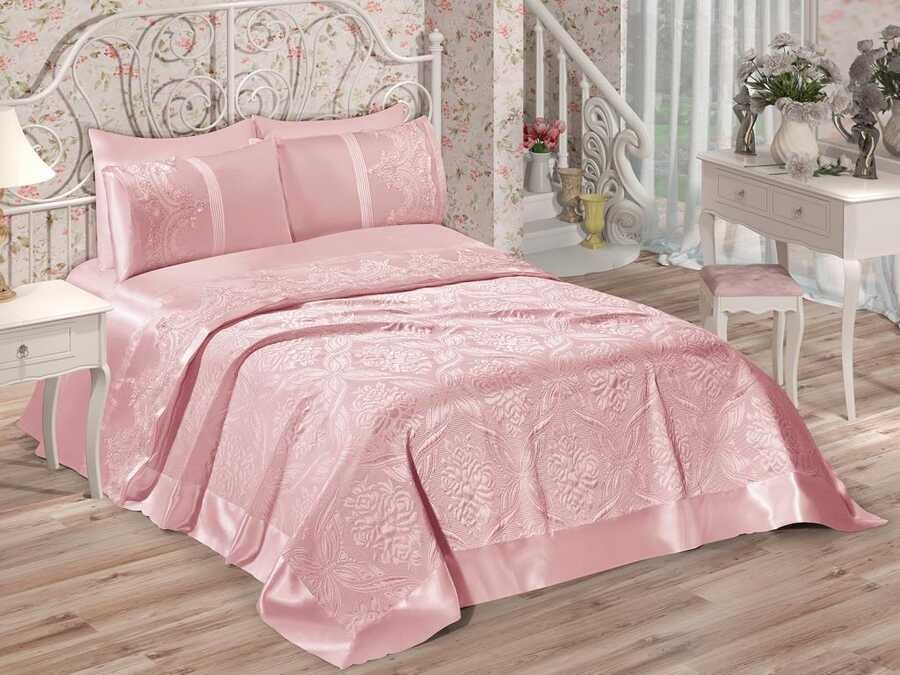 Dowry World - Fransız Güpürlü Elif Çift Kişilik Pike Takımı Pudra Dowry World - Fransız Güpürlü Elif Çift Kişilik Pike Takımı Pudra