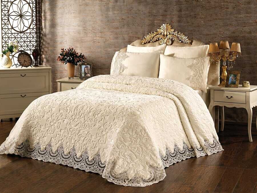 Dowry World - French Laced Elvin Blanket Set Cream Dowry World - French Laced Elvin Blanket Set Cream