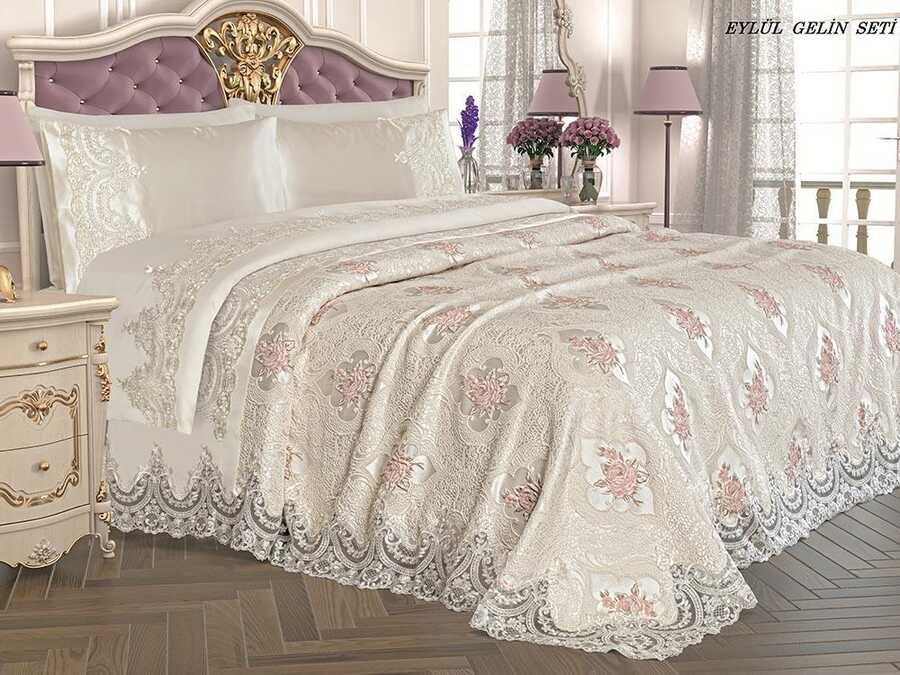  French Laced Eylül Bridal Set Cream
