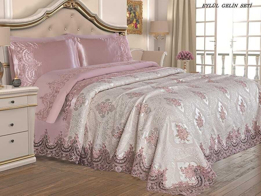 Dowry World - French Guipure Eylul Bridal Set - Powder