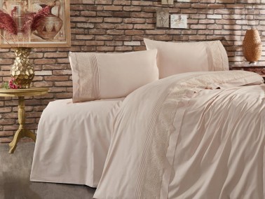 Dowry World - French Guipure Gönül Garden Double Duvet Cover Set Cappucino Dowry World - French Guipure Gönül Garden Double Duvet Cover Set Cappucino