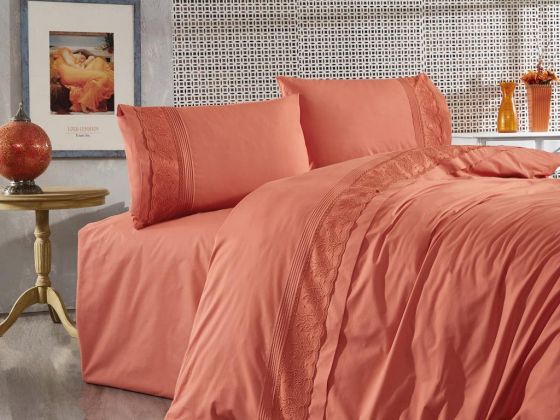 French Guipure Gönül Garden Double Duvet Cover Set Rose