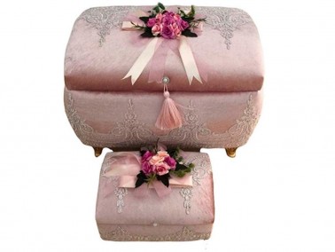 Dowry World - French Guipureed Pearls Cambered 2 Pcs Dowery Chest Powder Dowry World - French Guipureed Pearls Cambered 2 Pcs Dowery Chest Powder
