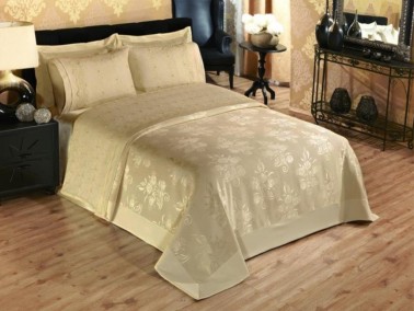 Dowry World - French Guipure and Pearl Pique Set 3 Pieces Cappucino