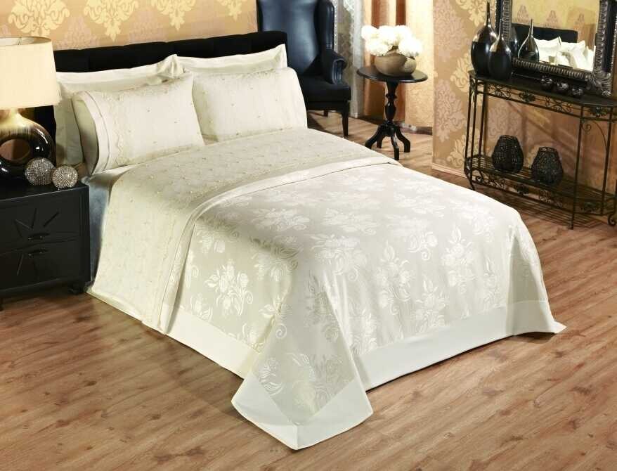 Dowry World - French Guipure and Pearl Pique Set Cream