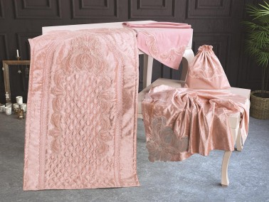  French Laced Velvet Prayer Rug Bundle Set Yasemin - Thumbnail
