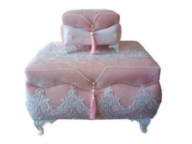 Dowry World - French Guipure Square Carved 2 Pcs Dowery Chest Powder Dowry World - French Guipure Square Carved 2 Pcs Dowery Chest Powder