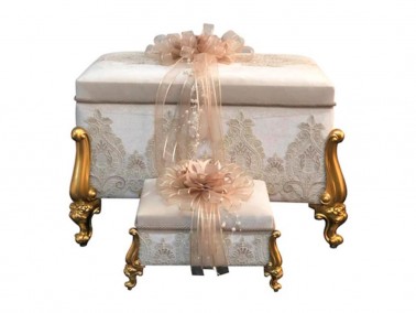 Dowry World - French Guipure Square Tulle Begonville 2 Pcs Dowery Chest Cappucino Dowry World - French Guipure Square Tulle Begonville 2 Pcs Dowery Chest Cappucino