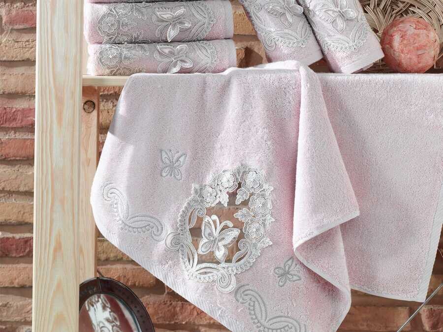  French Laced Kelebeğim Dowry Bamboo Towel Powder - Thumbnail