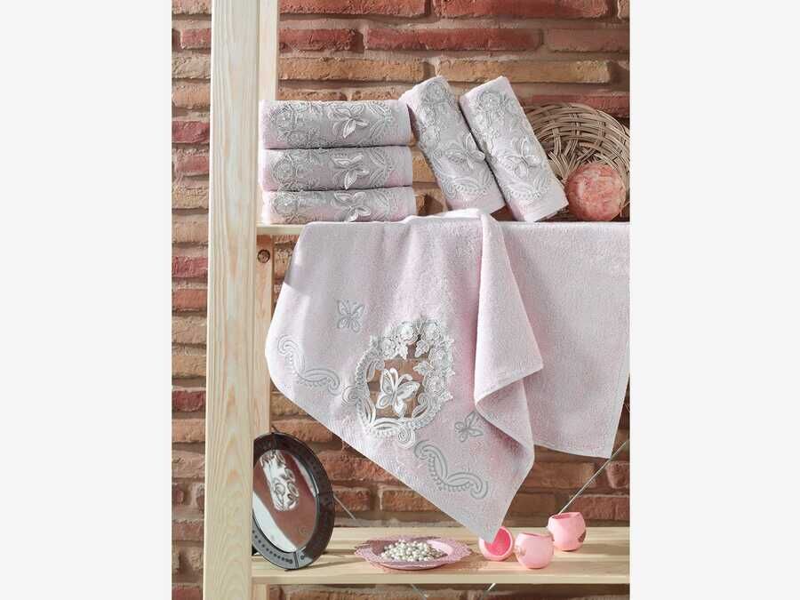  French Laced Kelebeğim Dowry Bamboo Towel Powder