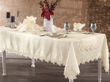 French Guipure Lara Chenille Table Cloth Set 26 Pieces - Thumbnail