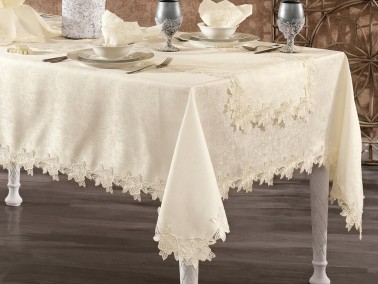 French Guipure Lara Chenille Table Cloth Set 26 Pieces - Thumbnail