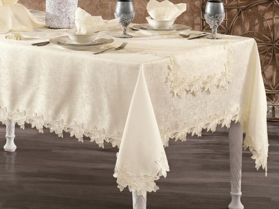 French Guipure Lara Chenille Table Cloth Set 26 Pieces