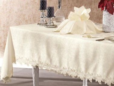French Guipure Lara Chenille Table Cloth Set 26 Pieces - Thumbnail