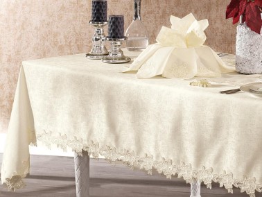 French Guipure Lara Chenille Table Cloth Set 26 Pieces - Thumbnail