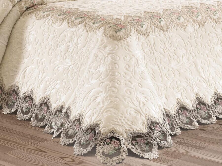 French Guipure Maria Blanket Set Cream - Thumbnail