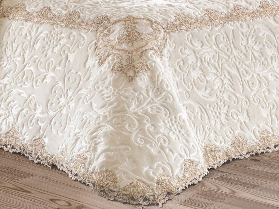 French Guipure Melissa Blanket Set Cream - Thumbnail