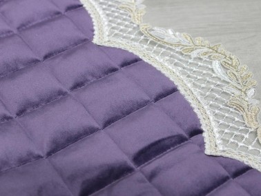 French Guipure Minel Quilted Velvet Prayer Rug Lilac - Thumbnail