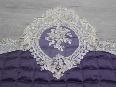 French Guipure Minel Quilted Velvet Prayer Rug Lilac - Thumbnail