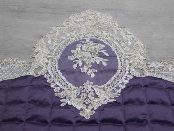 French Guipure Minel Quilted Velvet Prayer Rug Lilac