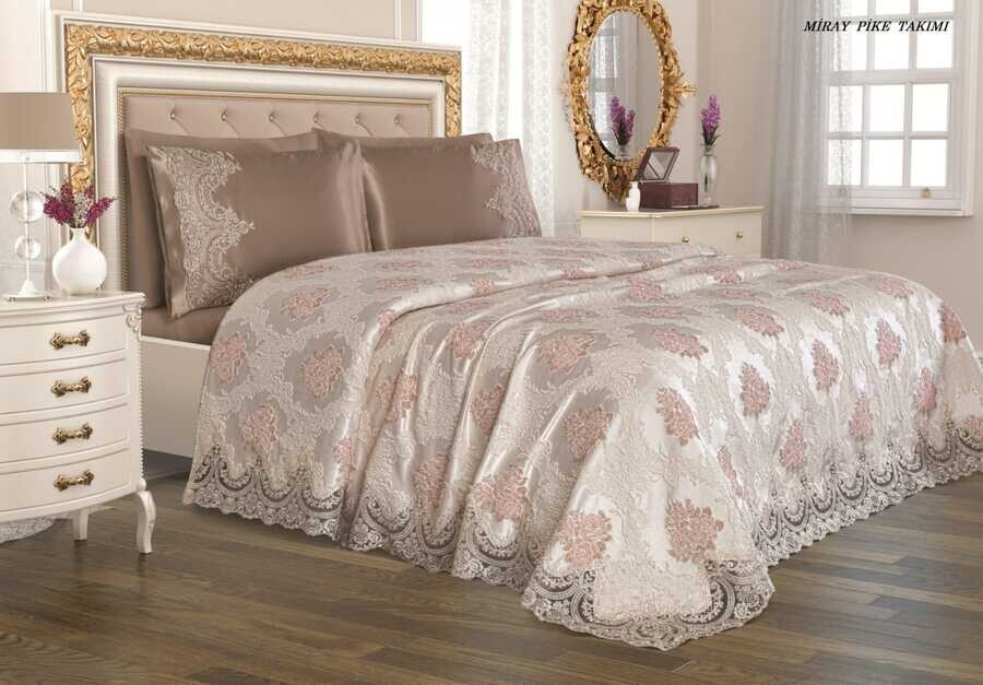 Dowry World - French Guipure Miray Dowry Pique Set Cappucino Dowry World - French Guipure Miray Dowry Pique Set Cappucino