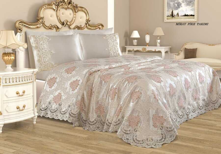  French Laced Miray Dowry Pique Set Cream